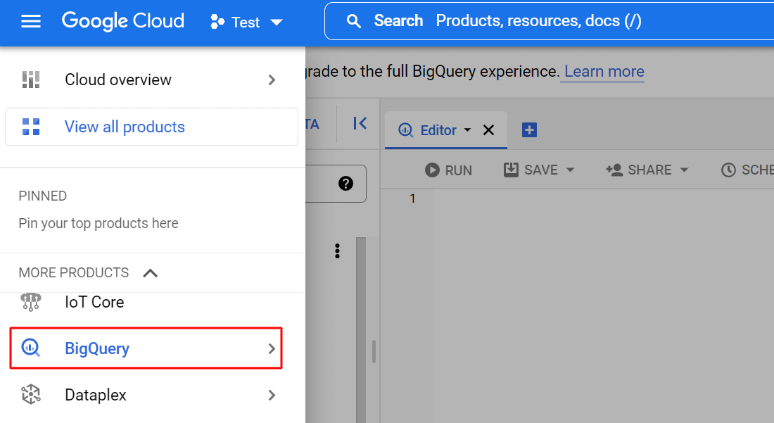 Select BigQuery: GCP